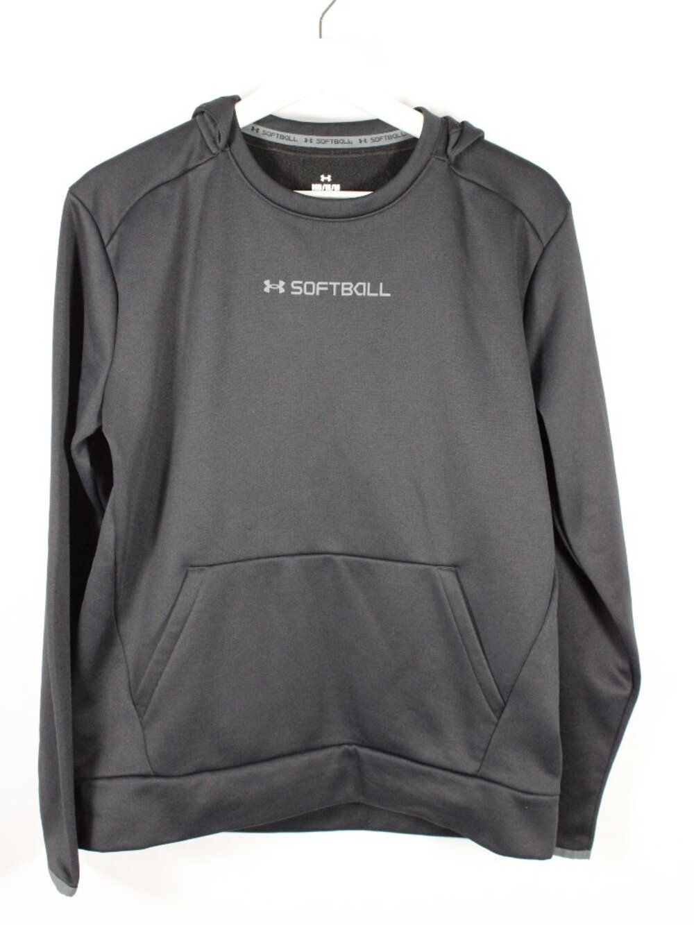 Under Armour Hoodie Loose Medium Black Softball Logo Hooded Pullover Sweatshirt